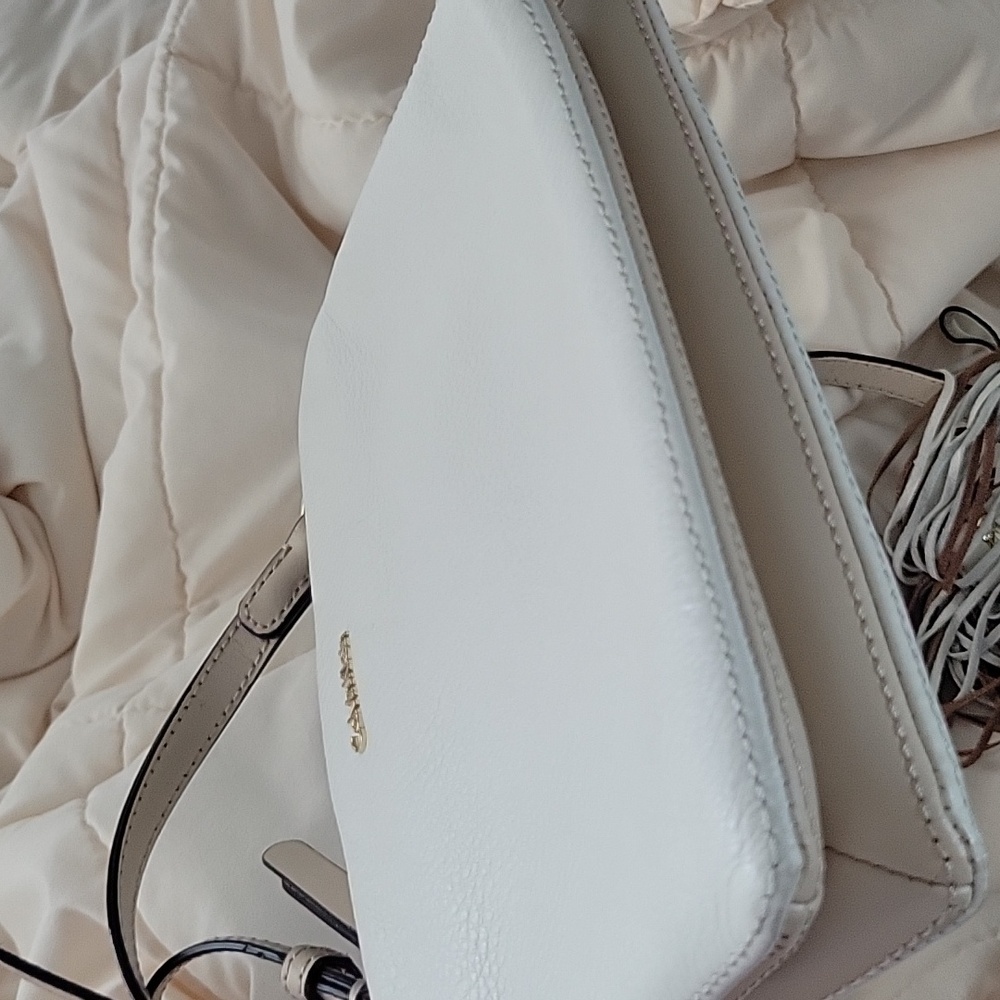 Calvin Klein Tan and White Crossbody Bag with Sleek Design - Picture 11 of 13